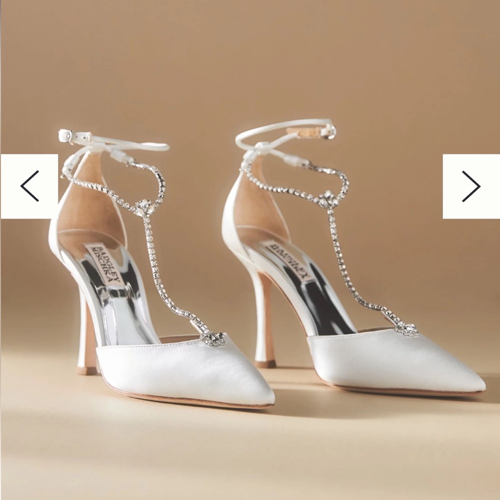 Badgley Mischka Zayna Crystal-Embellished T-Strap Heels